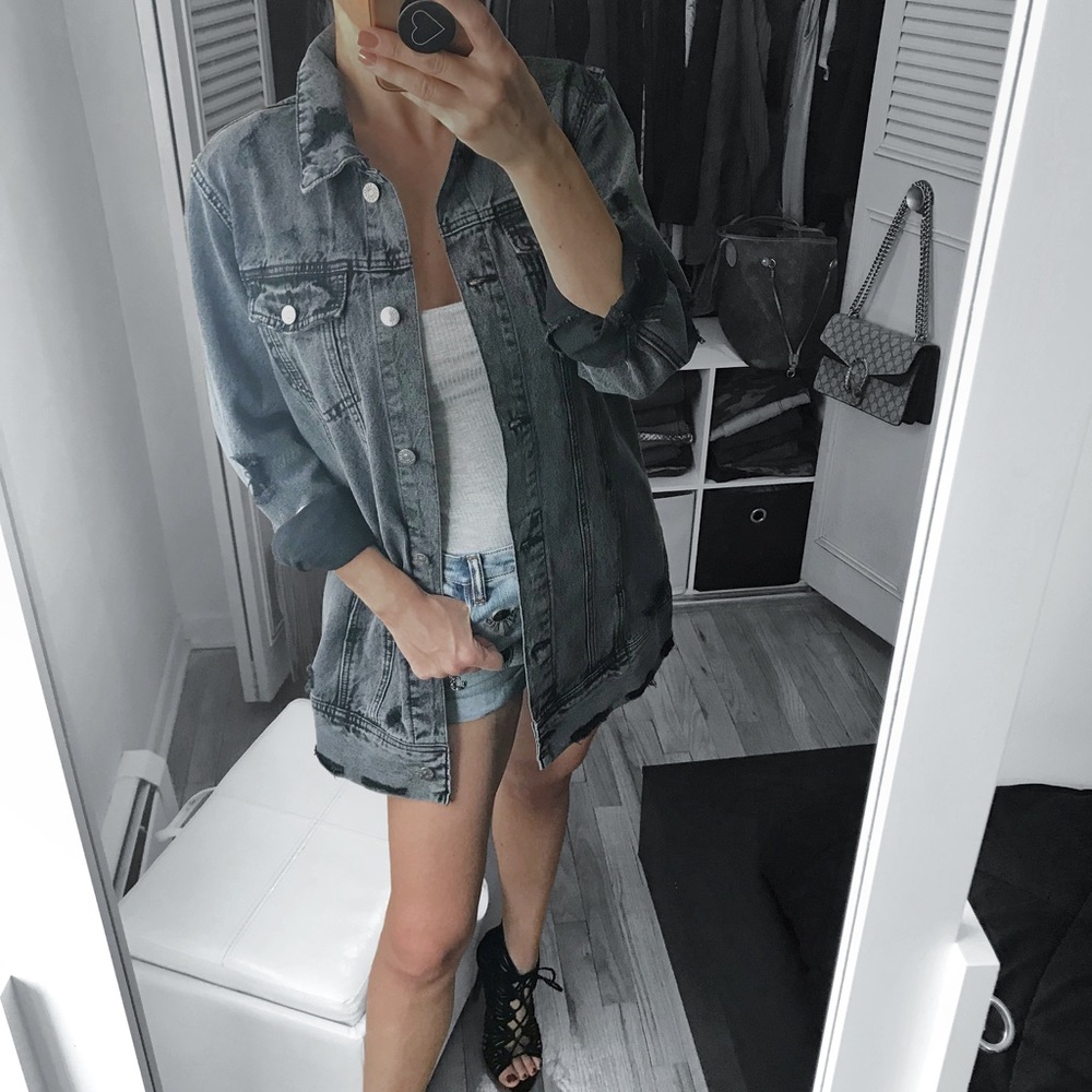 LAST 1▪️Washed Black Oversized Denim Jean Jacket - Picture 3 of 7